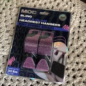 MOD Bling Glitz & Glam Pink Rhinestone Car Headrest Hangers - 2pc